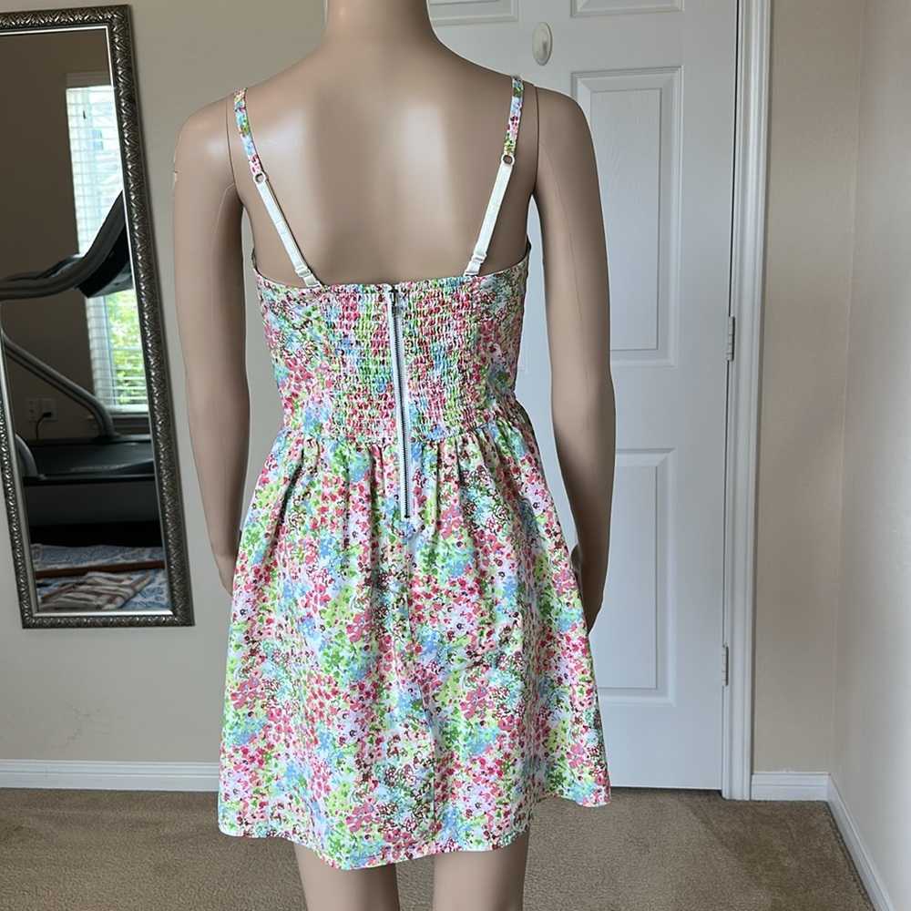 96% Cotton VICTORIA’s SECRET Floral Dress with Pink and Green Accents Sz-8 - Picture 3 of 12
